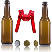 Nuevo Set Completo de Accesorios para la Fabricación de Cerveza Artesana (16 Botellines 33cl- 100 chapas- Chapadora Roja…